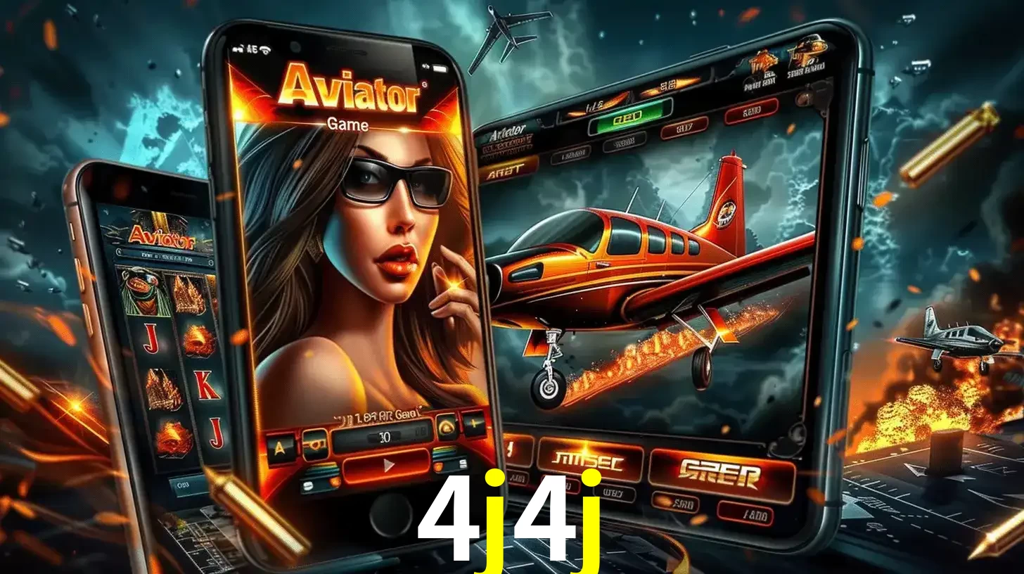 O popular jogo de apostas Aviator exibido em vários celulares e tablets, mostrando a interface emocionante e a ação de voo disponíveis para jogar agora no 4j4j.