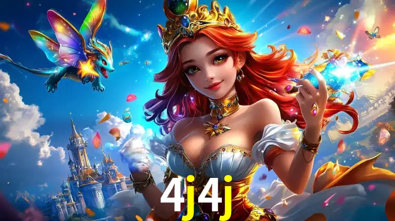 A princesa de um reino de fantasia mágico, com seu pequeno dragão, apresentando um mundo de prêmios encantados nos jogos de caça-níqueis do cassino 4j4j.